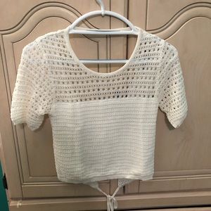 White lace and knit top